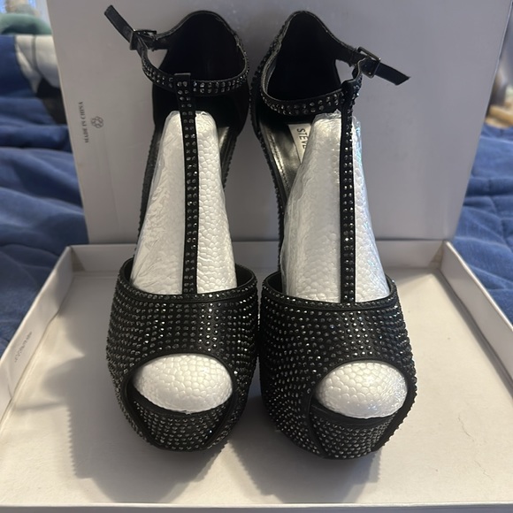 COPY - Steve Madden black platforms high heel rhinestones. - Picture 2 of 4